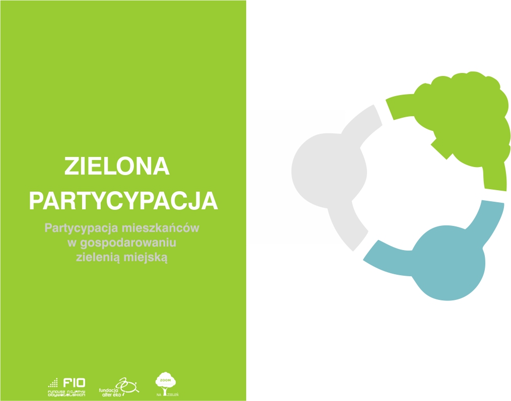 Publikacja „Zielona partycypacja - partycypacja mieszkańców w gospodarowaniu zielenią miejską”. Miasta wywierają coraz większą presję na środowisko. W rezultacie proces ubożenia krajobrazu miast przyspiesza, a w ślad za nim pogarszają się warunki naszego życia. Sytuacja skutkuje poważnym problemem społecznym i rozłamem społeczeństwa na zwolenników rozwoju inwestycji, rozbudowy sieci ulic oraz parkingów i miłośników przyrody. Głębokie podziały odpowiedzialności w strukturze zarządzania terenami miast zniechęcają do wspólnotowości i aktywności na rzecz ochrony przyrody w mieście, a wzmacniają akceptację dla rozwoju inwestycji. Co zyskamy budując zieloną partycypację? Przedstawiamy zasady, formy i standardy zielonej partycypacji, rolę zieleni miejskiej, politykę zarządzania zielenią w Warszawie, modele zielonej partycypacji dla Warszawy.